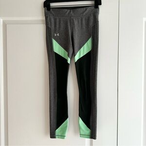 Under Armour Gray, Green and Mint Compression Heat Gear Cropped Leggings